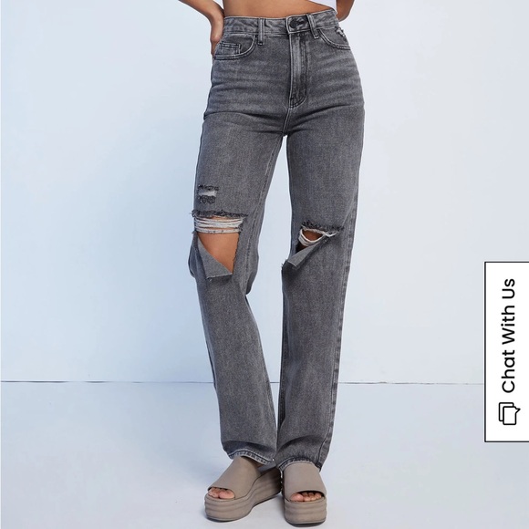 PacSun Denim - PacSun Gray Distressed Straight Leg Jeans